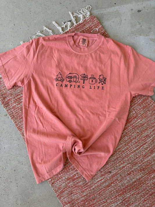 Camping Life Embroidered Comfort Color Tees