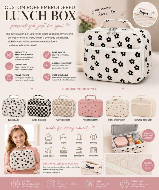 Custom embroidered lunch box