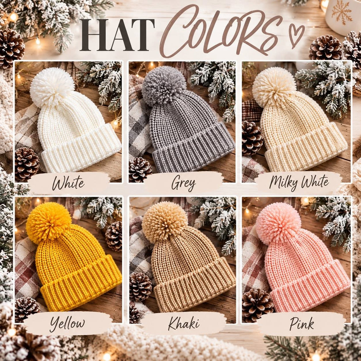 Custom Rope Embroidered Pompom Hats