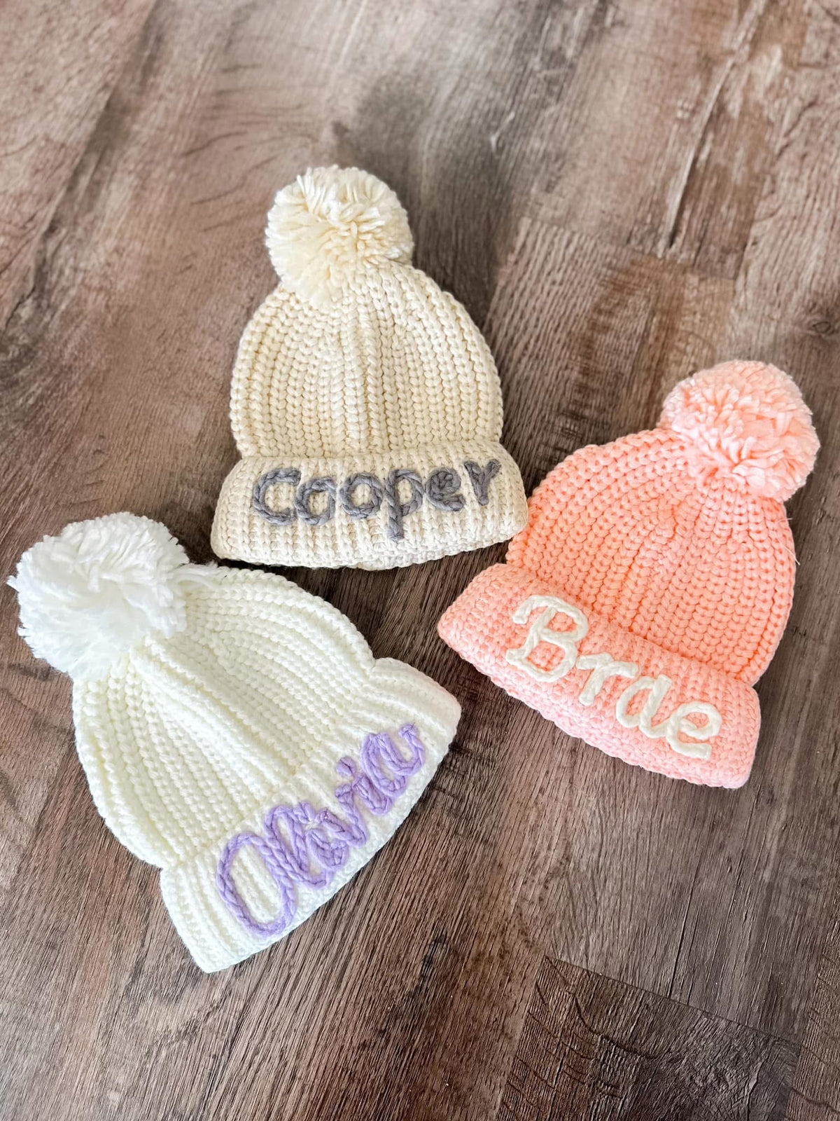Custom Rope Embroidered Pompom Hats