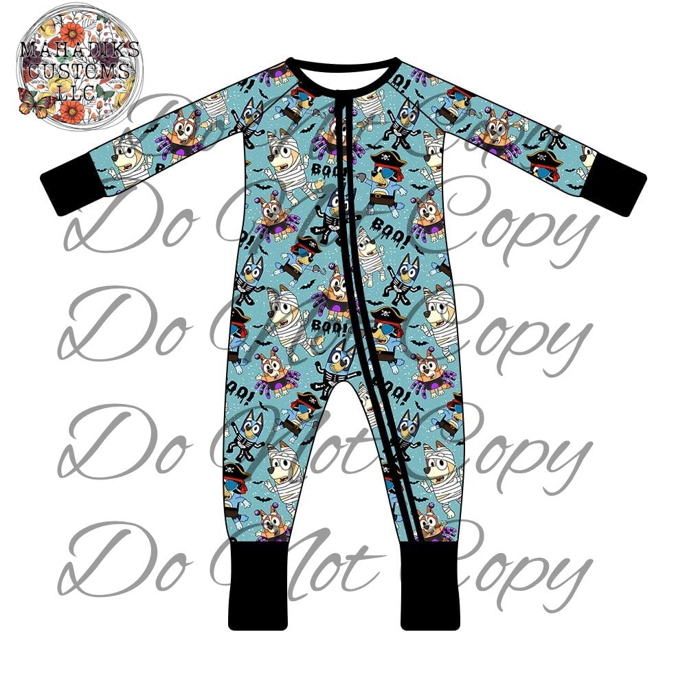 Blue Dog Halloween Bamboo Pj's