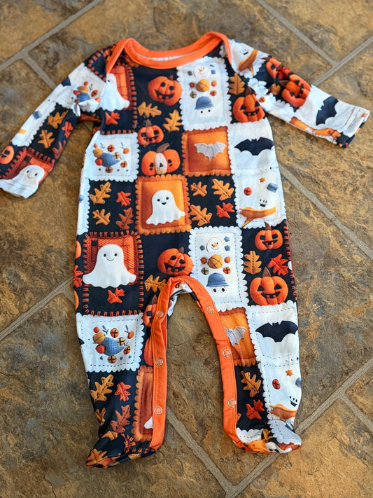 Patchwork Halloween Footies