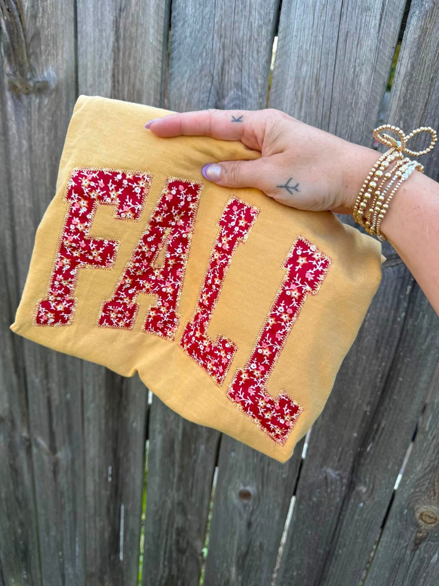 Fall embroidered tee
