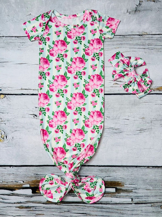 Pink Rose Baby Gown