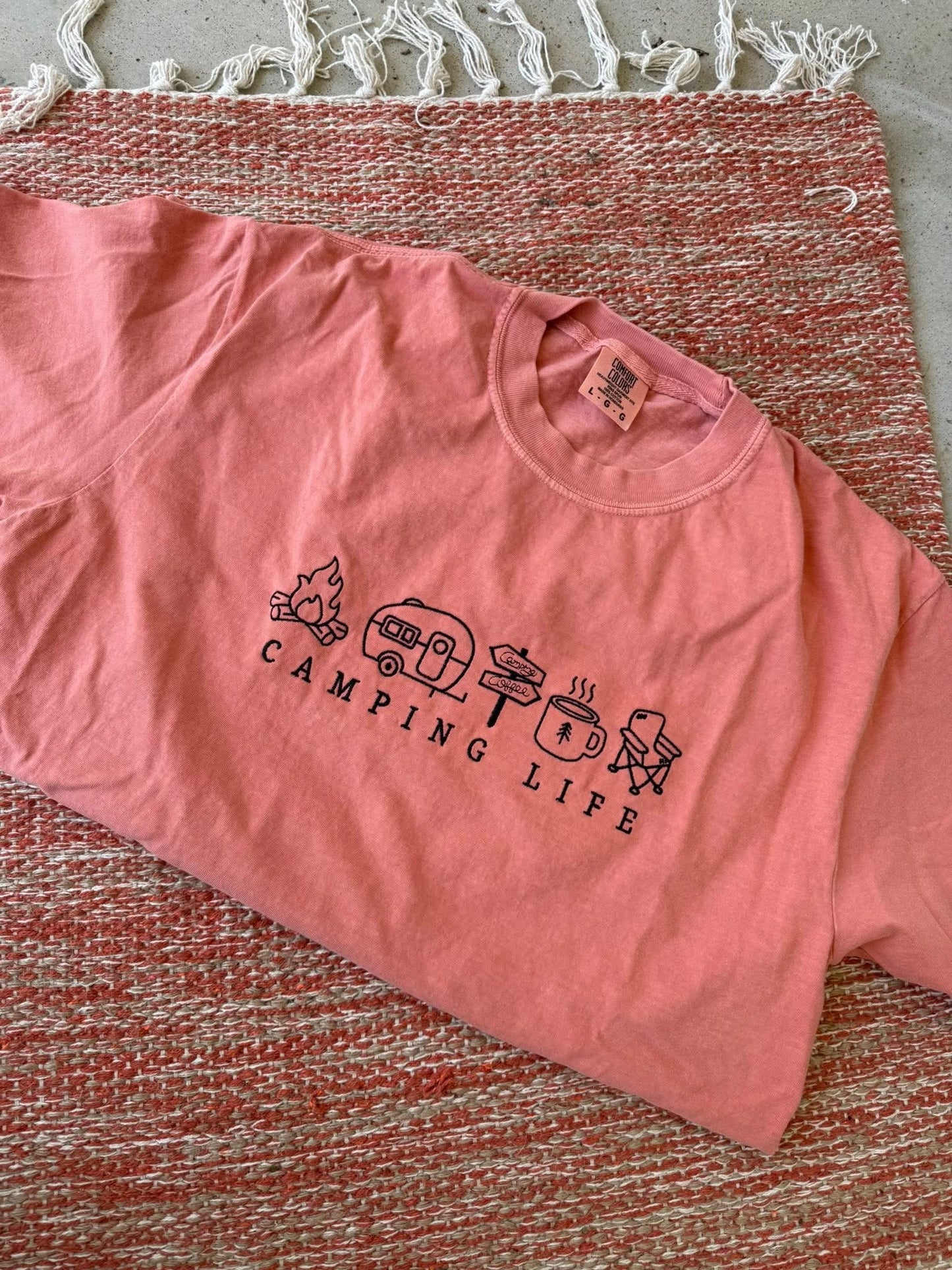 Camping Life Embroidered Comfort Color Tees