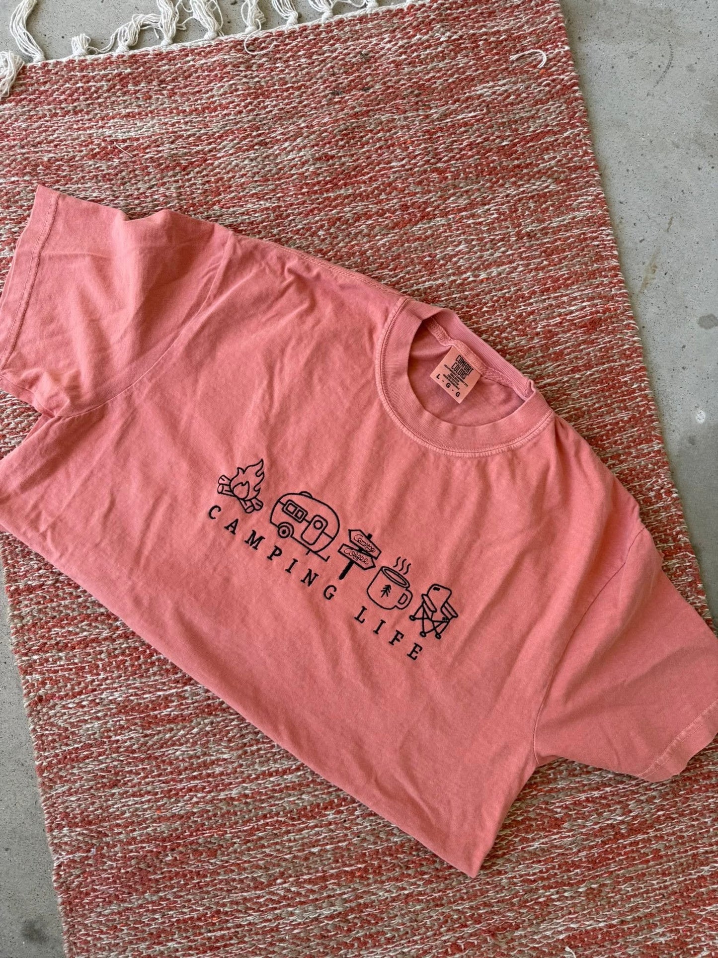 Camping Life Embroidered Comfort Color Tees