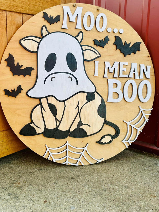 Moo I Mean Boo Door Hanger