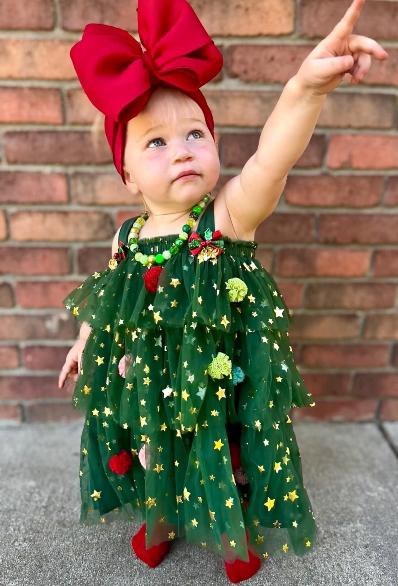 Holiday Pom Pom Tiered Dress