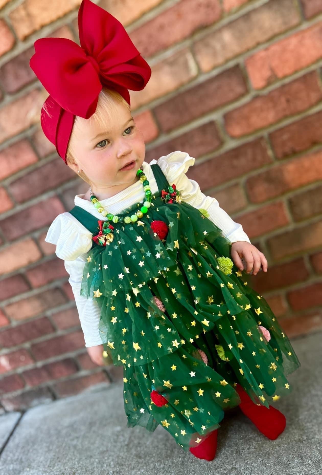 Holiday Pom Pom Tiered Dress