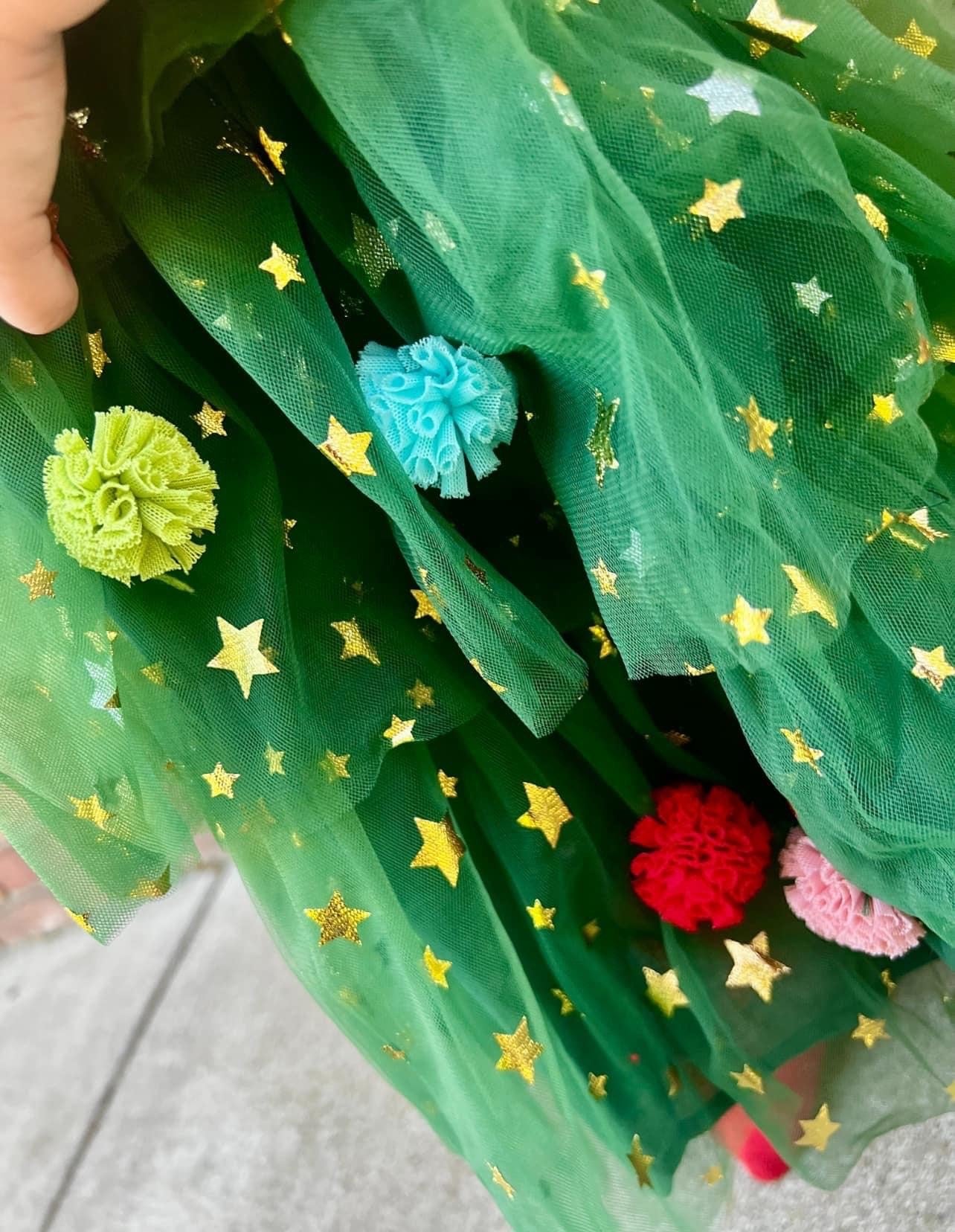 Holiday Pom Pom Tiered Dress