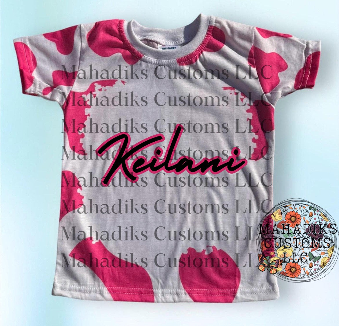 Pink Cow Print Personalized Toddler Tee